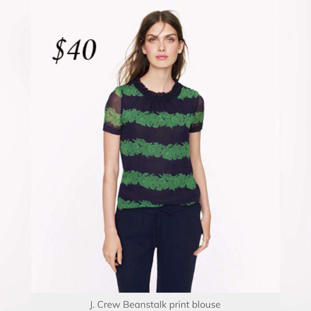 J.Crew Silk Women's Striped Top - Green and Blue - Picture 2 of 7